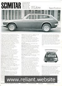 Reliant Scimitar GTE Brochure