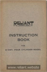 1938 Reliant 8cwt Instruction Book