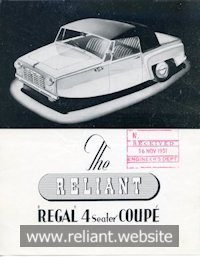 Reliant Regal Mk I brochure